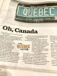 Newspaper with illustration that says The Québec Issue